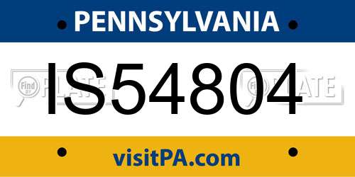IS54804 Pennsylvania License Plate