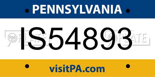 IS54893 Pennsylvania License Plate