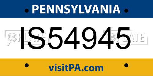 IS54945 Pennsylvania License Plate