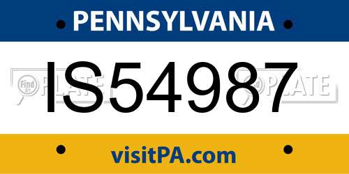 IS54987 Pennsylvania License Plate