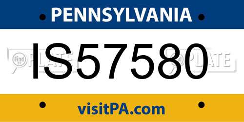 IS57580 Pennsylvania License Plate