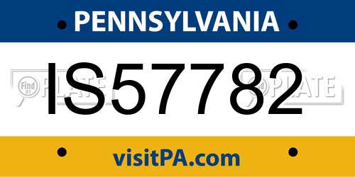 IS57782 Pennsylvania License Plate