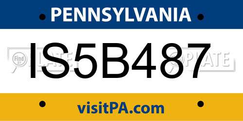 IS5B487 Pennsylvania License Plate