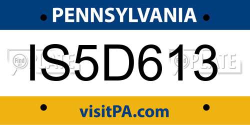 IS5D613 Pennsylvania License Plate