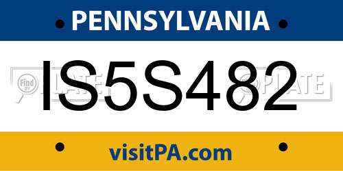 IS5S482 Pennsylvania License Plate