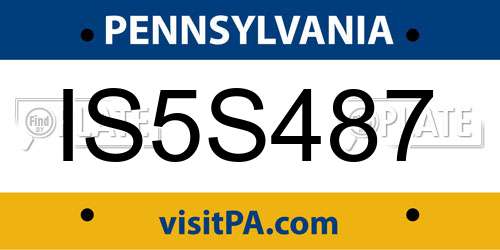IS5S487 Pennsylvania License Plate