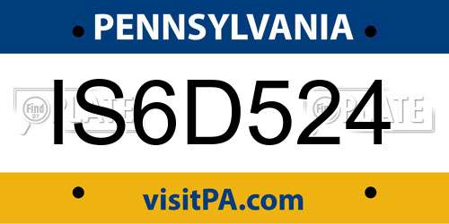 IS6D524 Pennsylvania License Plate