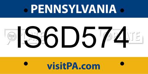 IS6D574 Pennsylvania License Plate