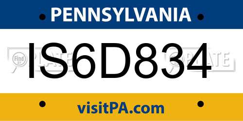 IS6D834 Pennsylvania License Plate