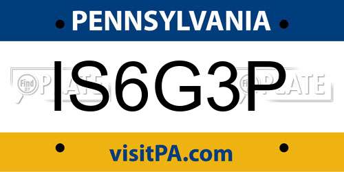 IS6G3P Pennsylvania License Plate