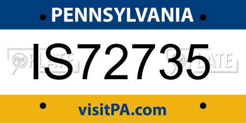 IS72735 Pennsylvania License Plate