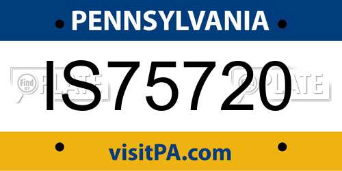 IS75720 Pennsylvania License Plate