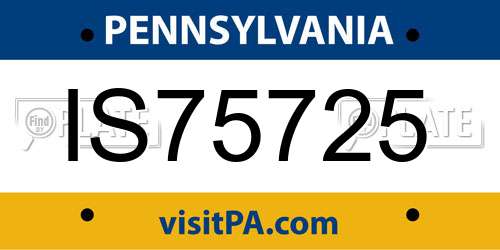 IS75725 Pennsylvania License Plate