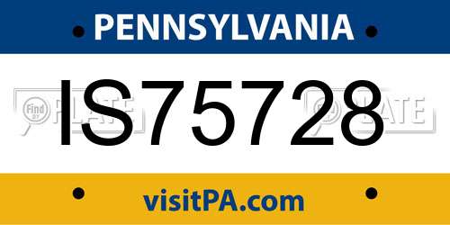 IS75728 Pennsylvania License Plate