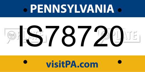 IS78720 Pennsylvania License Plate