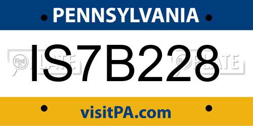 IS7B228 Pennsylvania License Plate