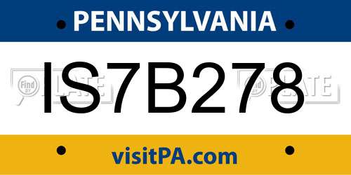 IS7B278 Pennsylvania License Plate