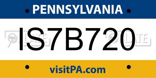 IS7B720 Pennsylvania License Plate