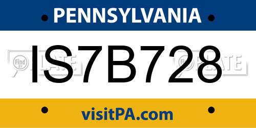 IS7B728 Pennsylvania License Plate
