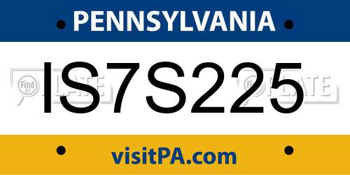 IS7S225 Pennsylvania License Plate