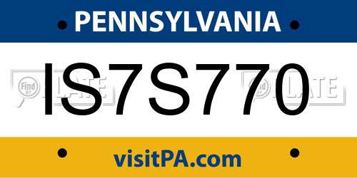 IS7S770 Pennsylvania License Plate
