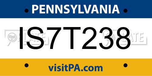 IS7T238 Pennsylvania License Plate