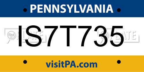 IS7T735 Pennsylvania License Plate