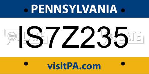 IS7Z235 Pennsylvania License Plate