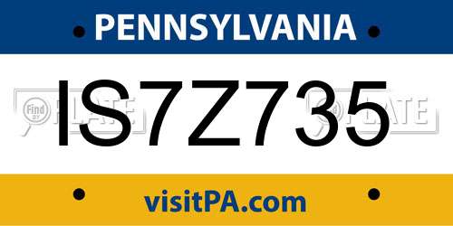 IS7Z735 Pennsylvania License Plate