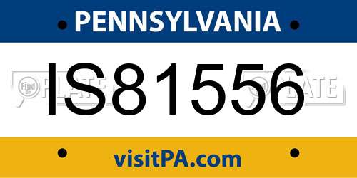 IS81556 Pennsylvania License Plate