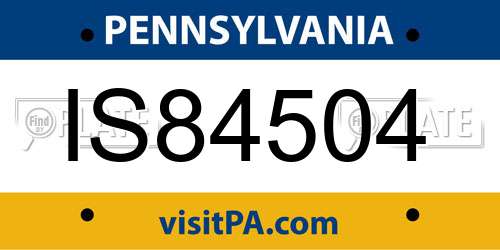 IS84504 Pennsylvania License Plate