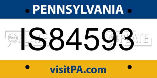IS84593 Pennsylvania License Plate