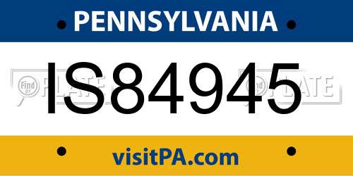 IS84945 Pennsylvania License Plate