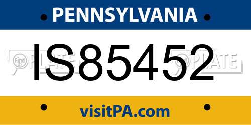IS85452 Pennsylvania License Plate