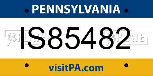IS85482 Pennsylvania License Plate