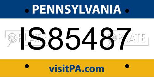 IS85487 Pennsylvania License Plate