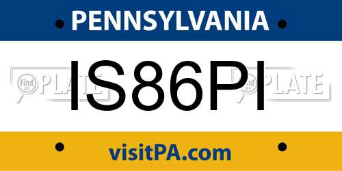 IS86PI Pennsylvania License Plate