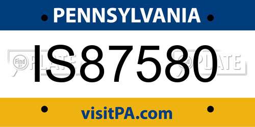 IS87580 Pennsylvania License Plate