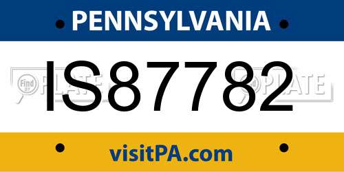 IS87782 Pennsylvania License Plate
