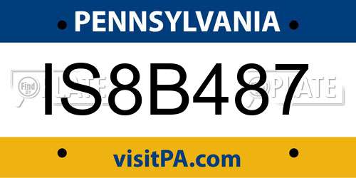 IS8B487 Pennsylvania License Plate
