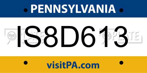 IS8D613 Pennsylvania License Plate
