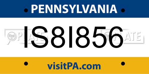 IS8I856 Pennsylvania License Plate