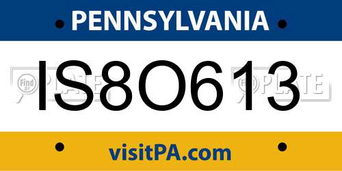 IS8O613 Pennsylvania License Plate