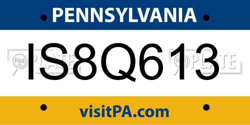 IS8Q613 Pennsylvania License Plate