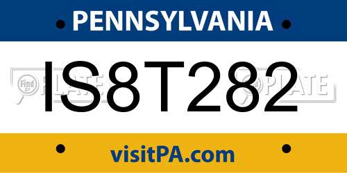 IS8T282 Pennsylvania License Plate