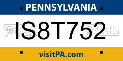 IS8T752 Pennsylvania License Plate