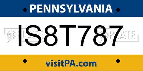 IS8T787 Pennsylvania License Plate