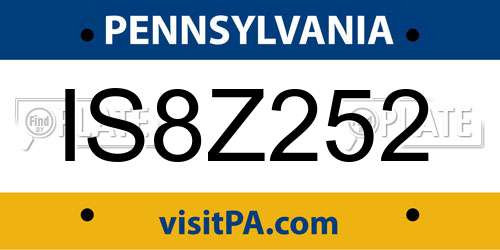 IS8Z252 Pennsylvania License Plate