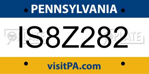 IS8Z282 Pennsylvania License Plate