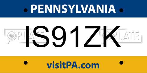 IS91ZK Pennsylvania License Plate